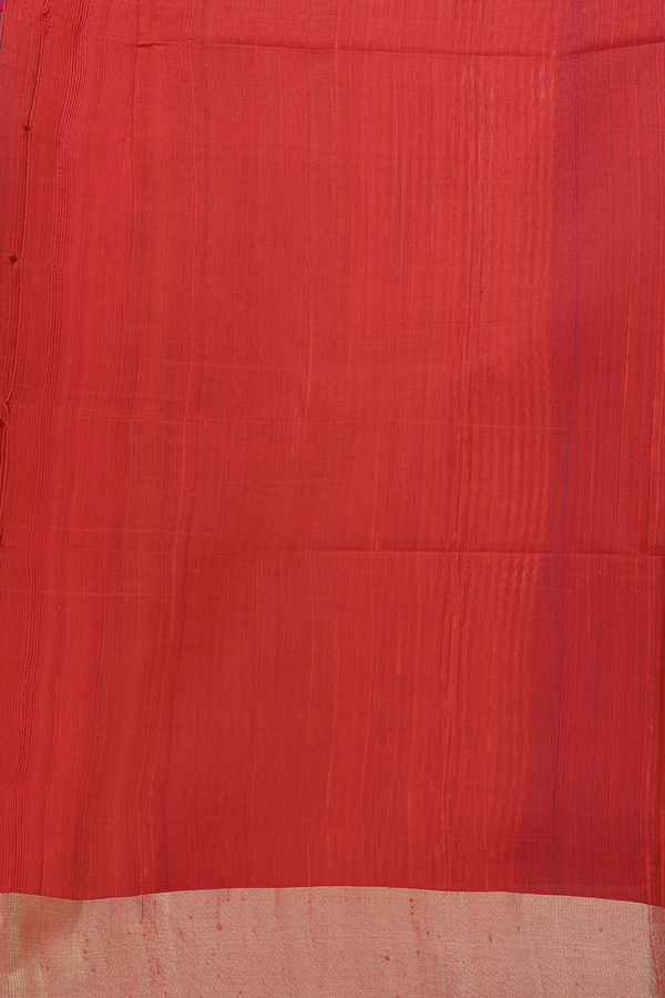 Raw Silk Saree In Coral Orange With Zari Border