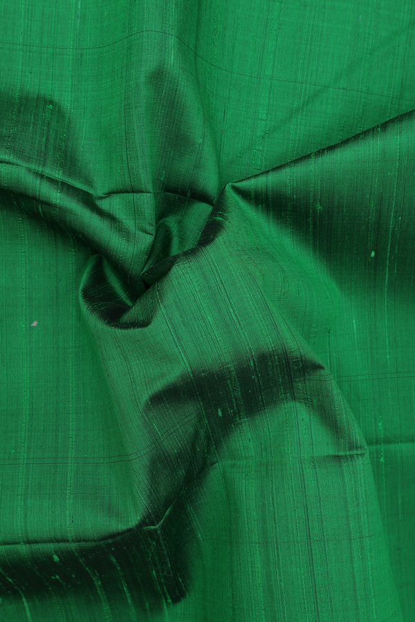 Raw Silk Saree In Plain Parrot Green With Bavanchi Border
