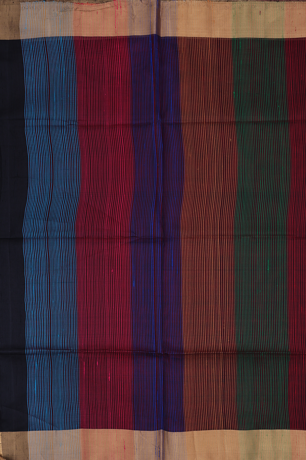 Raw Silk Saree In Black With Zari Border