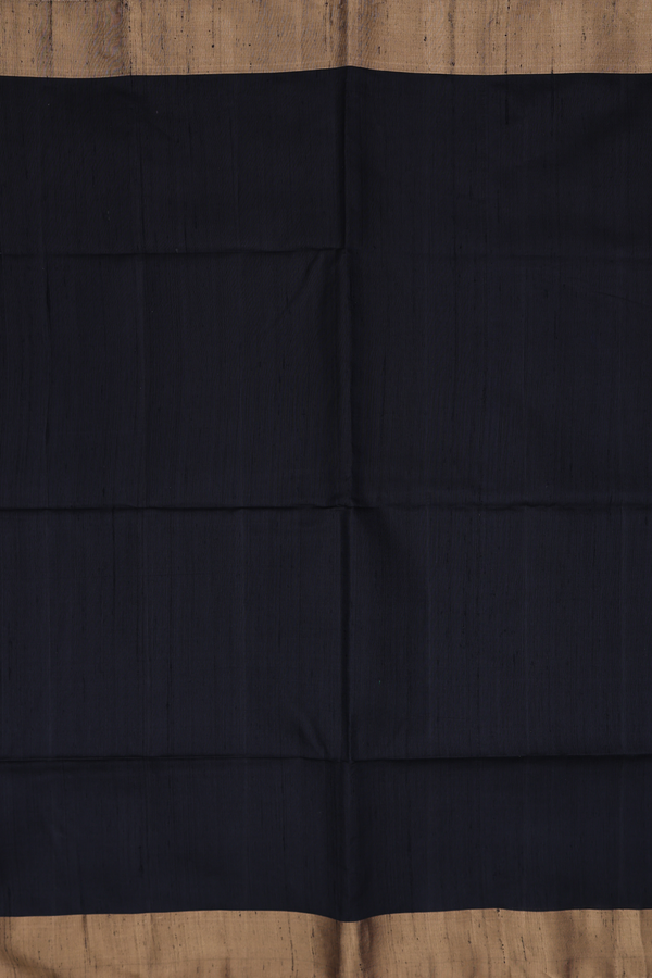 Raw Silk Saree In Black With Zari Border