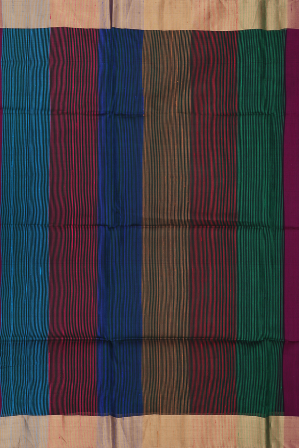 Raw Silk Saree In Plain Wine Purple With Bavanchi Border