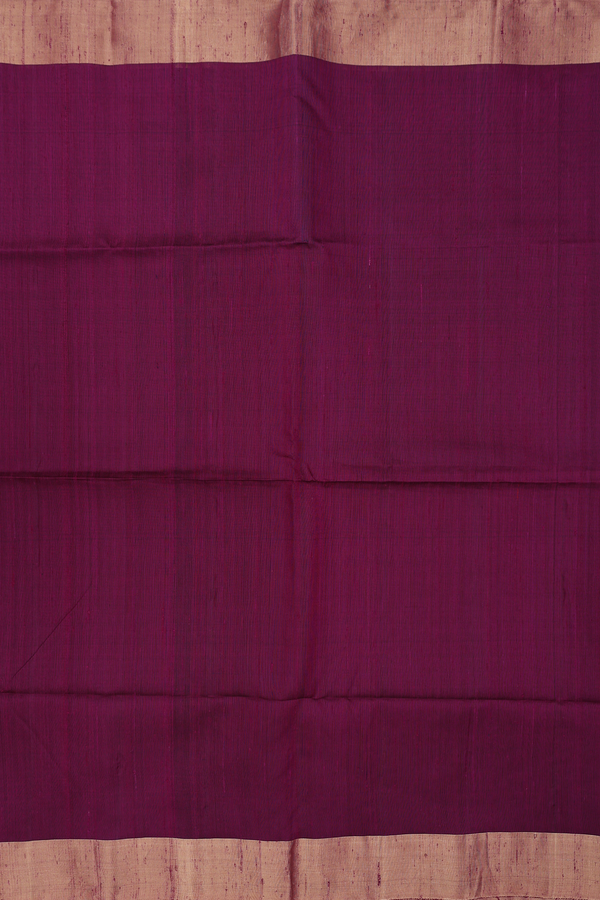 Raw Silk Saree In Plain Wine Purple With Bavanchi Border