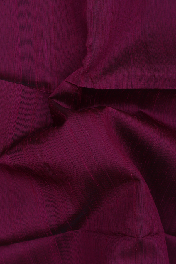 Raw Silk Saree In Plain Wine Purple With Bavanchi Border