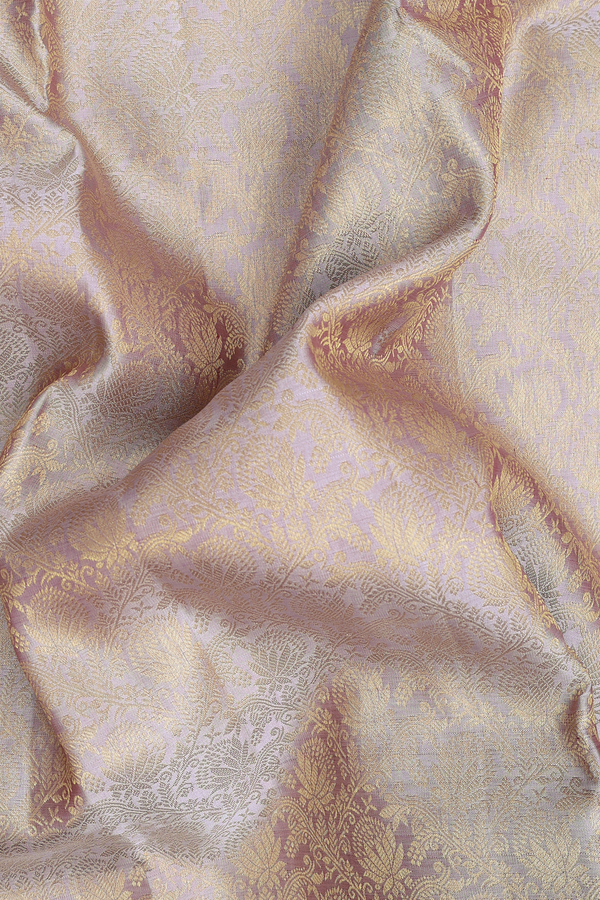 Kanchipuram Silk Saree In Grey With Brocade Design