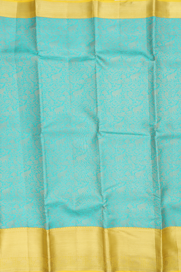 Kanchipuram Silk Saree In Light Blue With Brocade Design