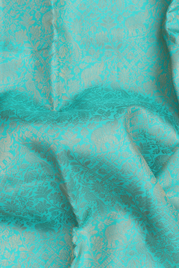 Kanchipuram Silk Saree In Light Blue With Brocade Design