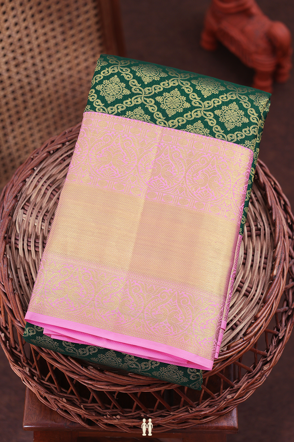 Kanchipuram Silk Saree In Green With Brocade Design