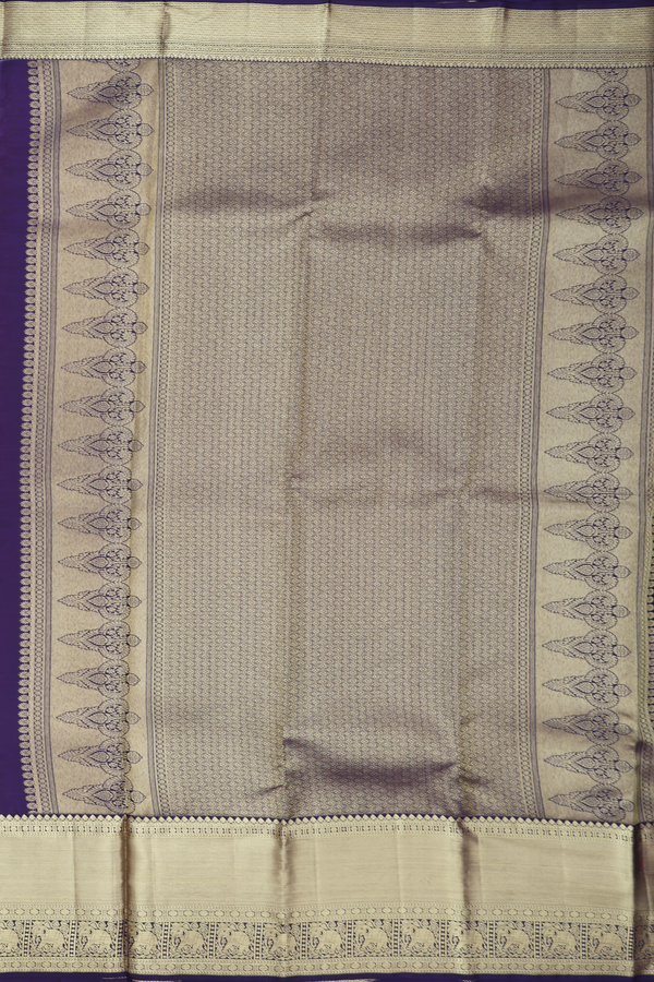 Kanchipuram Silk Saree In Bluish Grey With Vanasingaram Design
