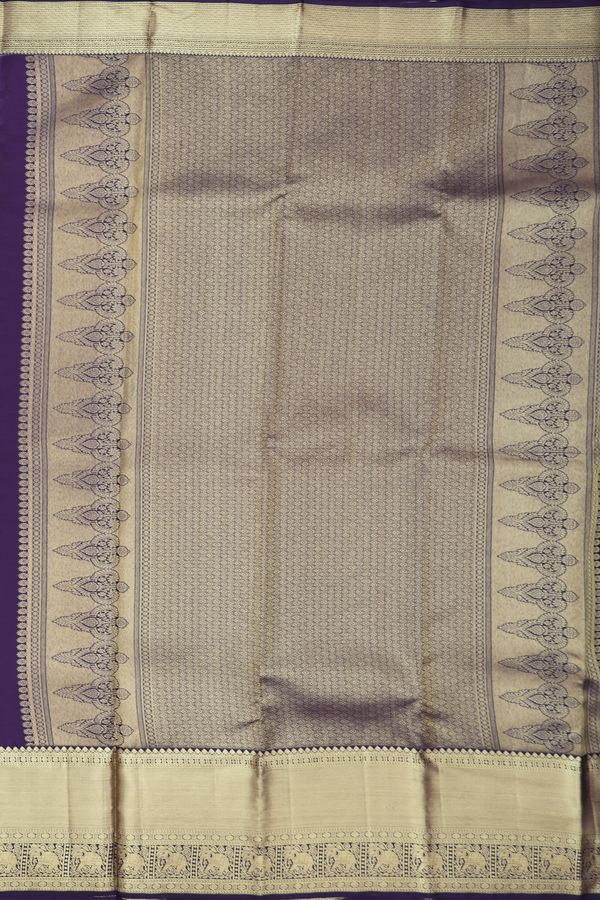 Kanchipuram Silk Saree In Bluish Grey With Vanasingaram Design