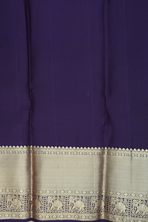Kanchipuram Silk Saree In Bluish Grey With Vanasingaram Design