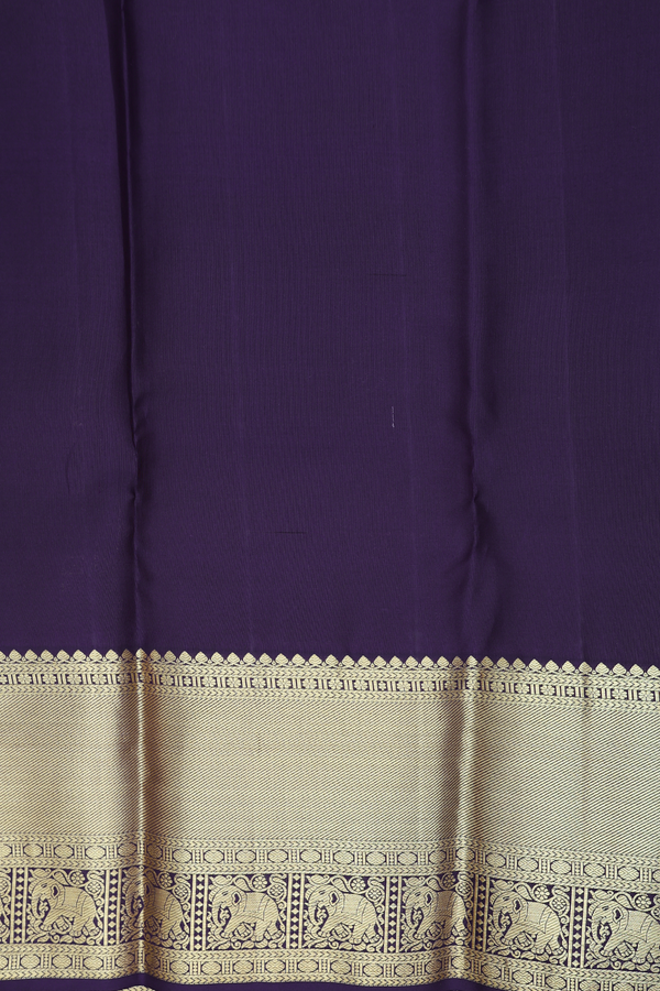 Kanchipuram Silk Saree In Bluish Grey With Vanasingaram Design