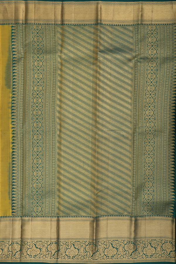 Kanchipuram Silk Saree In Yellow With Brocade Design
