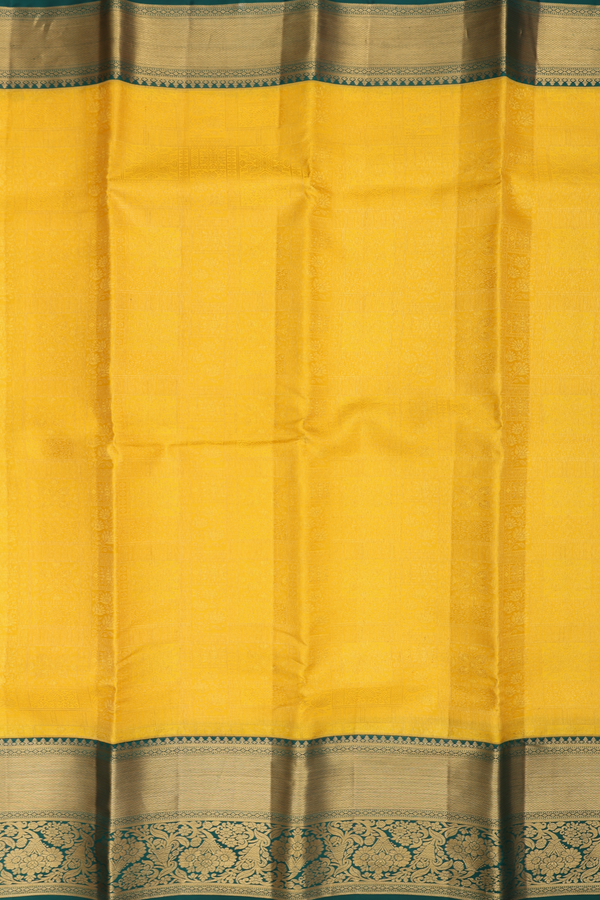 Kanchipuram Silk Saree In Yellow With Brocade Design