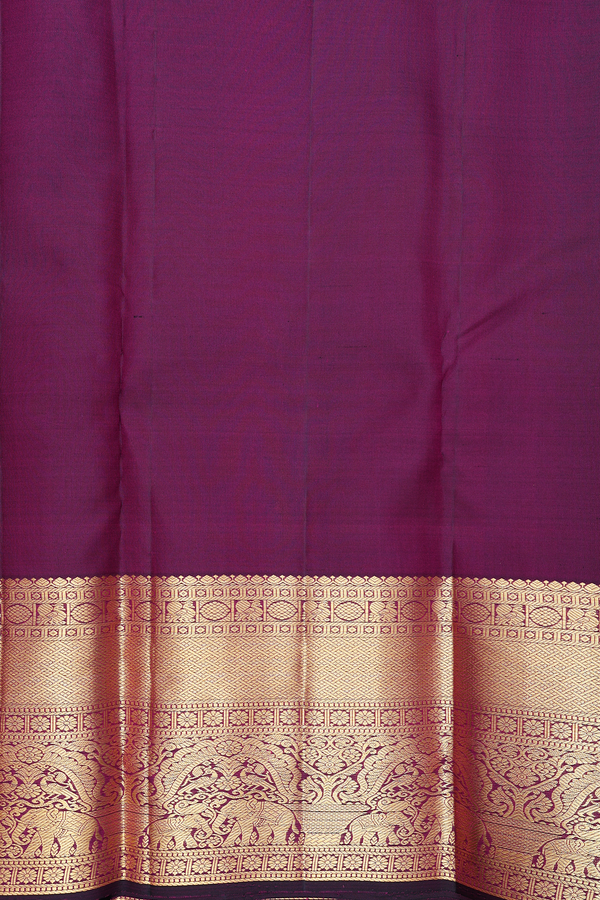 Kanchipuram Silk Saree Dark Burgundy Along Checks With Buttas