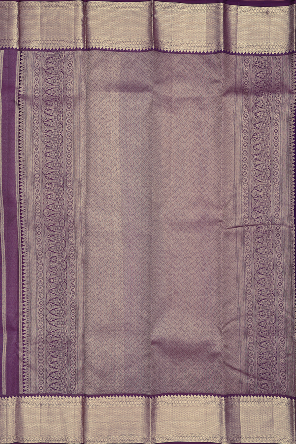 Kanchipuram Silk Saree In Grape Purple With Peacock Buttas