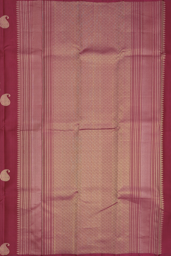 Kanchipuram Silk Saree In Red With Paisley Buttas