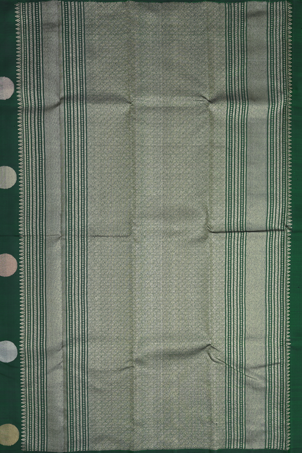 Kanchipuram Silk Saree In Forest Green With Zari Buttas