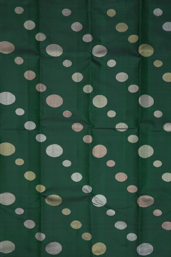 Kanchipuram Silk Saree In Forest Green With Zari Buttas