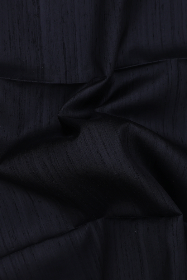 Raw Silk Saree In Plain Black With Zari Border