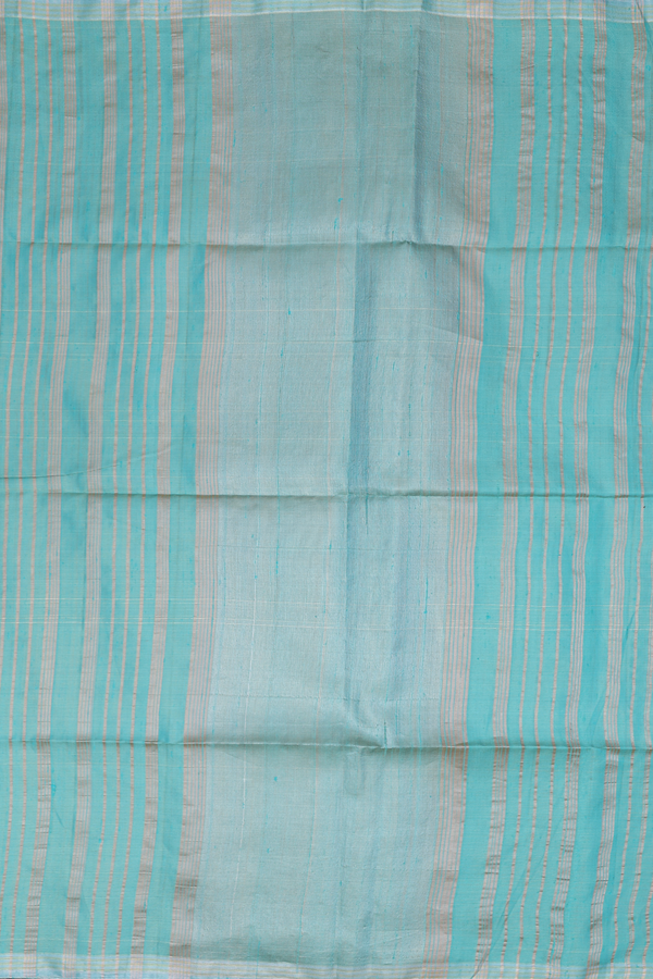 Tissue Raw Silk Saree In Bluish Green With Diamond Buttas