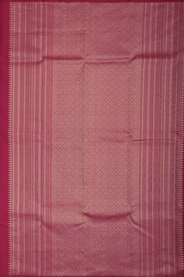 Kanchipuram Silk Saree In Dark Pink With Paisley Motifs