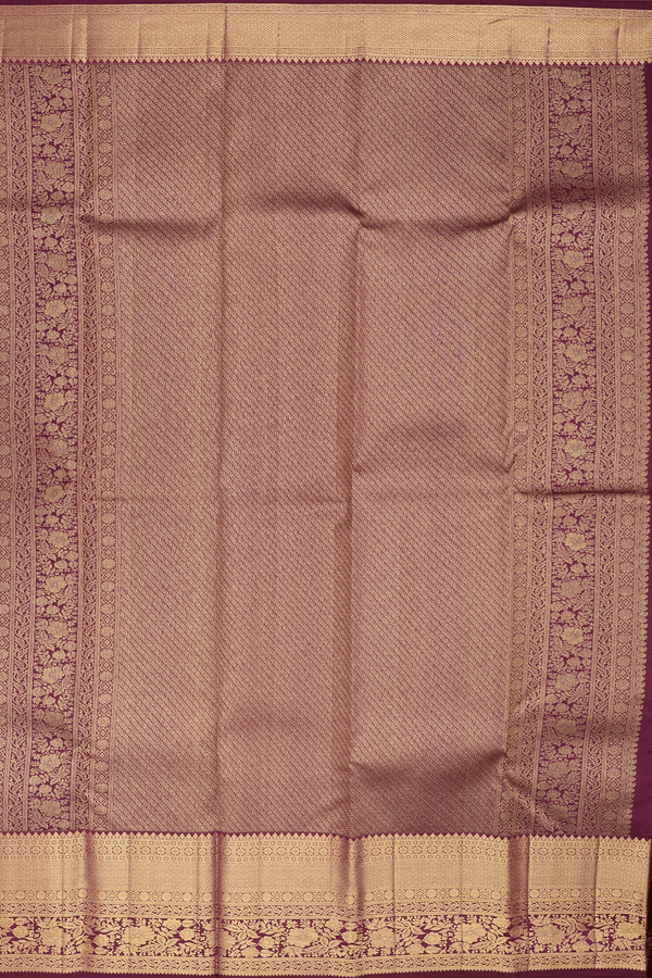 Kanchipuram Silk Saree In Plum Purple With Floral Design
