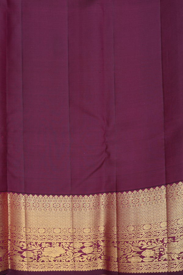 Kanchipuram Silk Saree In Plum Purple With Floral Design