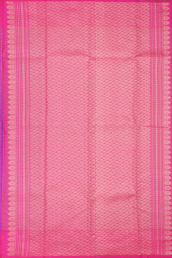 Kanchipuram Silk Saree In Purple Along Checks With Buttas