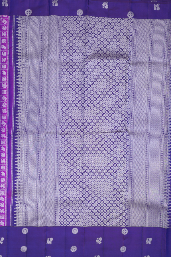 Kanchipuram Silk Saree In Purple With Checks Design