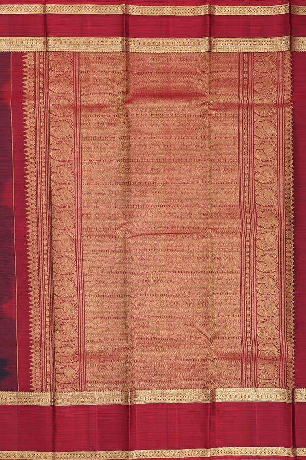 Kanchipuram Silk Saree In Black With Peacock Buttas