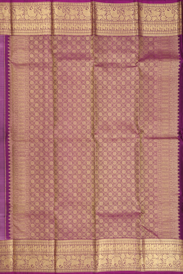 Kanchipuram Silk Saree In Dusty Purple With Stripes Design