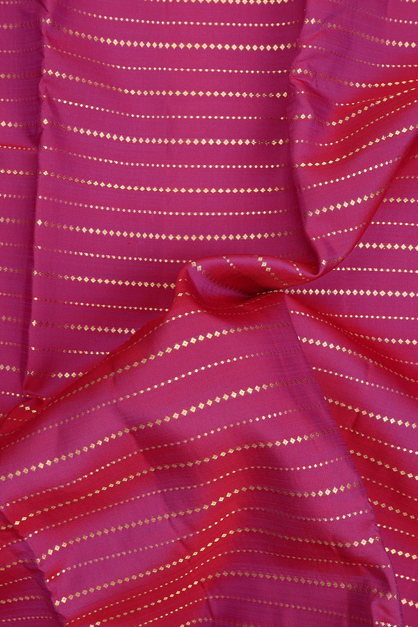 Kanchipuram Silk Saree In Purple Rose With Stripes Design