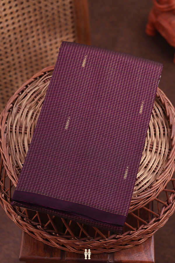 Kanchipuram Silk Saree In Plum Purple With Checks Design