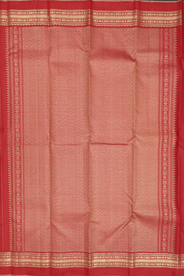 Kanchipuram Silk Saree Chilli Red Along Stripes With Buttas