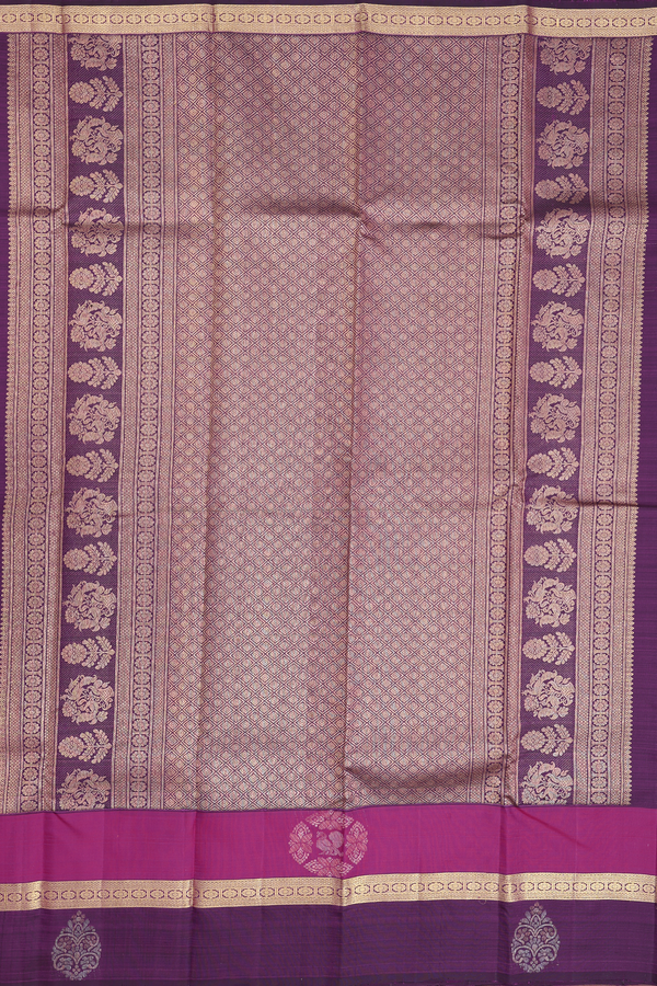 Kanchipuram Silk Saree In Purple Rose With Stripes Design