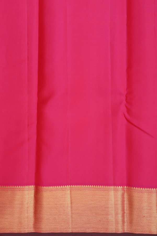 Kanchipuram Silk Saree In Rani Pink With Checks Design