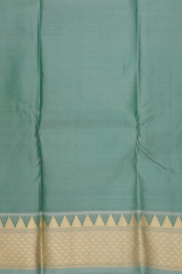 Kanchipuram Silk Saree In Forest Green With Zari Buttas