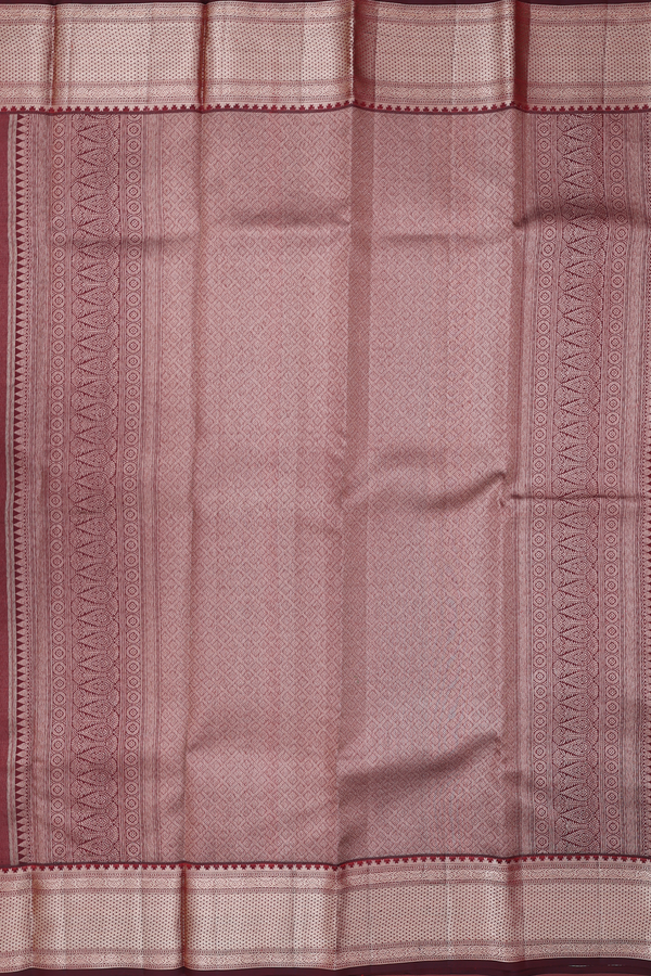 Kanchipuram Silk Saree In Maroon Along Stripes With Buttas