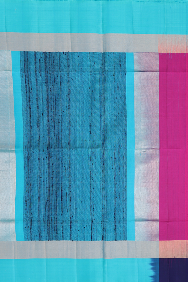 Raw Silk Saree In Dark Pink With Ganga Jamuna Border