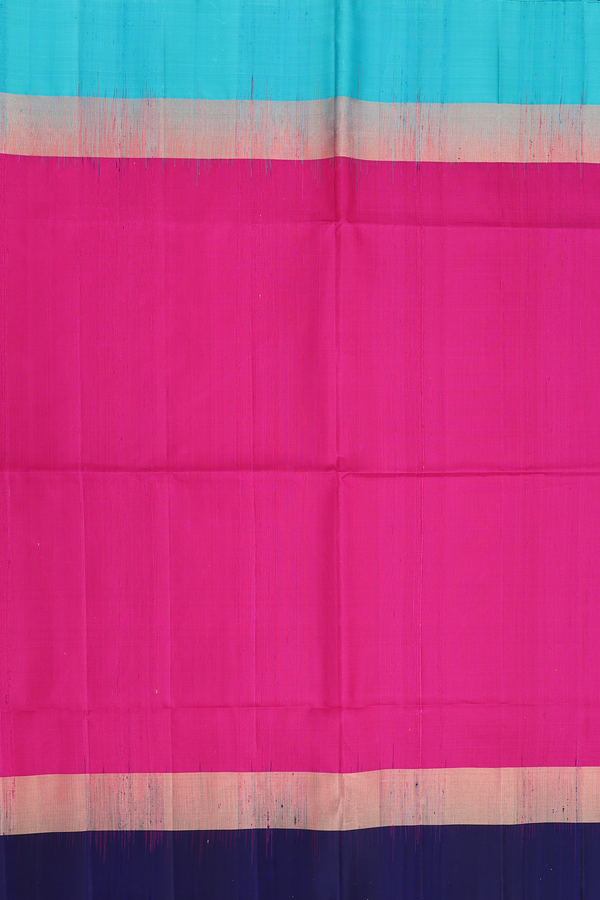 Raw Silk Saree In Dark Pink With Ganga Jamuna Border