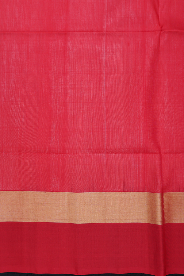 Raw Silk Saree In Plain White With Contrast Border