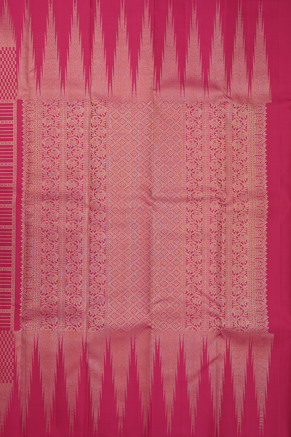 Kanchipuram Silk Saree In Red And Magenta With Checks Design
