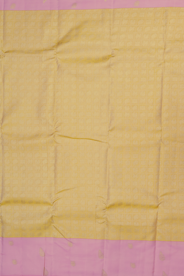 Kanchipuram Silk Saree In Yellow With Checks Design