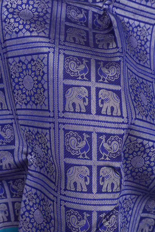 Kanchipuram Silk Saree In Royal Blue With Brocade Design