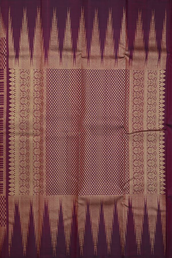Kanchipuram Silk Saree In Plum Purple With Checks Design