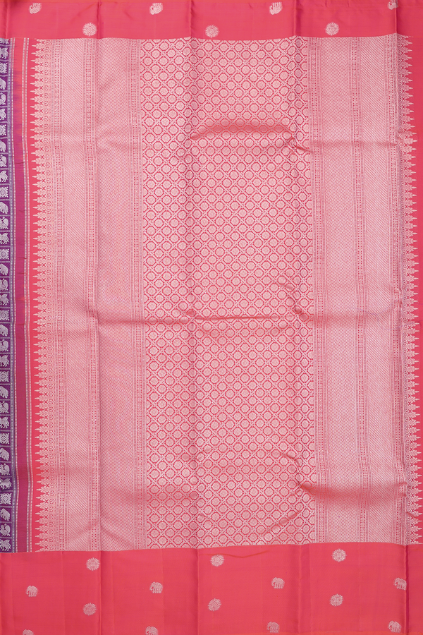 Kanchipuram Silk Saree In Grape Purple With Brocade Design