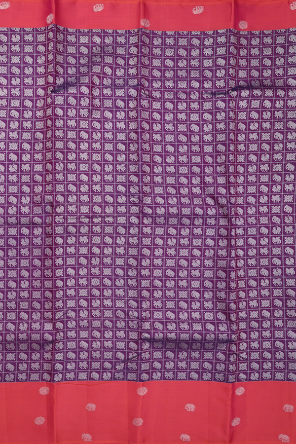 Kanchipuram Silk Saree In Grape Purple With Brocade Design