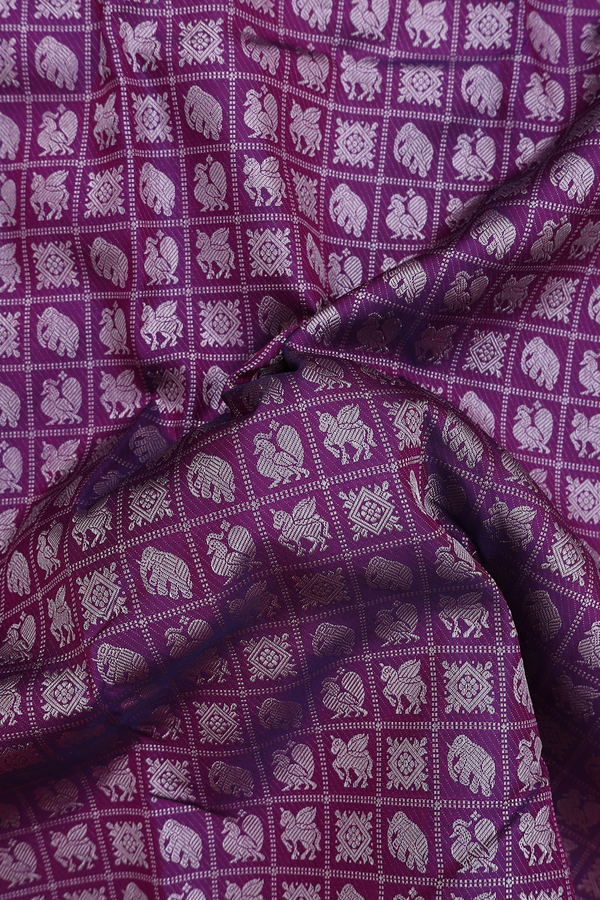 Kanchipuram Silk Saree In Grape Purple With Brocade Design