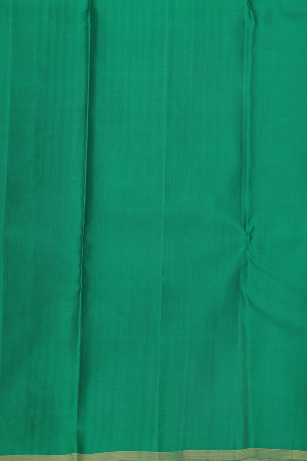 Kanchipuram Silk Saree In Green Along Stripes With Motifs