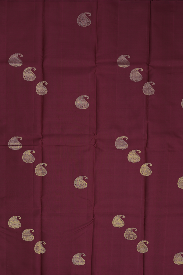 Kanchipuram Silk Saree In Red With Paisley Buttas
